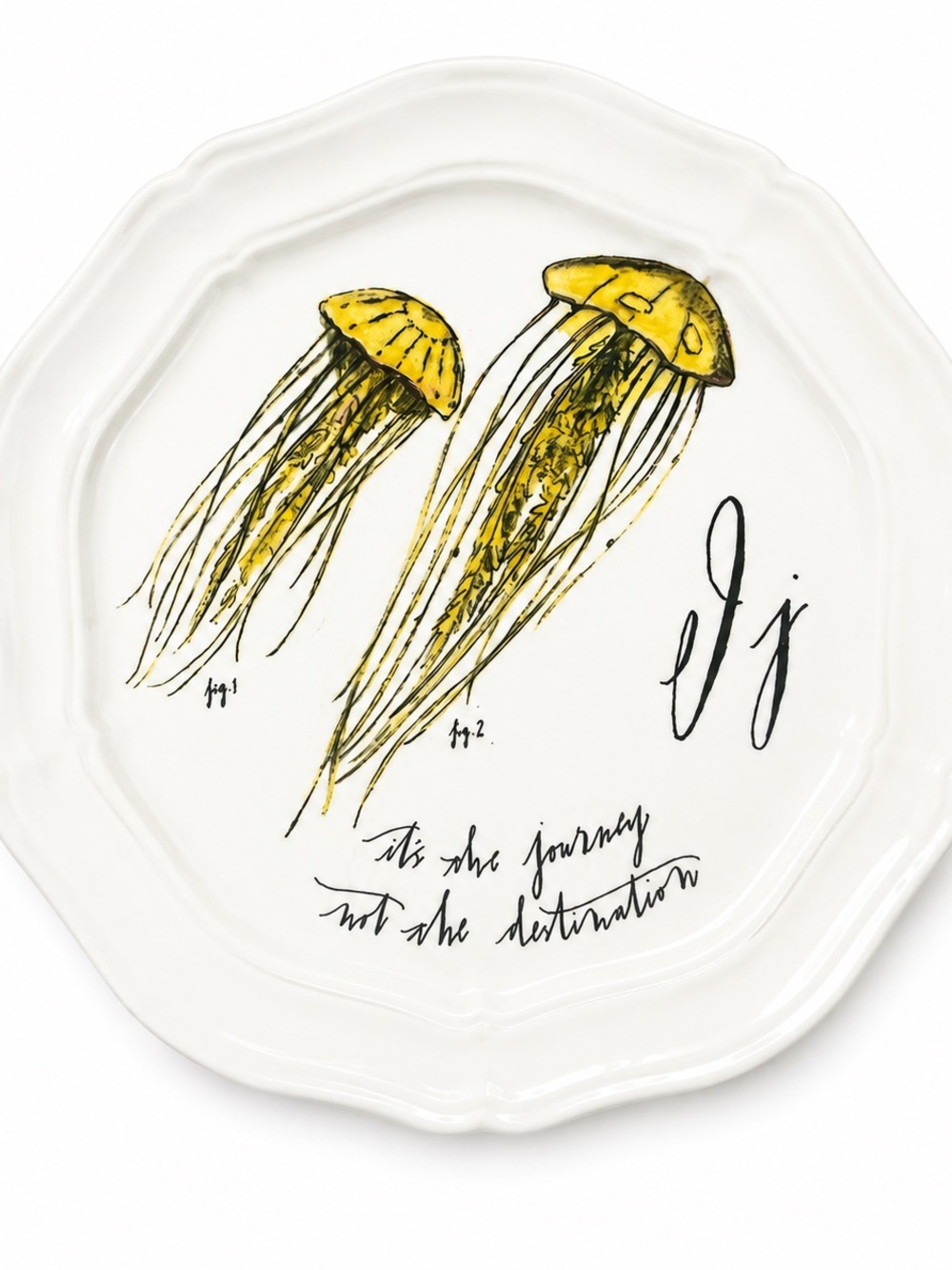 Anthro Linea Carta Yellow Jellyfish Decorative Ceramic Plate